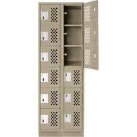 Assembled Lockerettes Clean Line Perforated Economy Lockers, 6 -tier, Bank of 2, 18" x 72" x 12", Steel Meunier Outillage Industriel