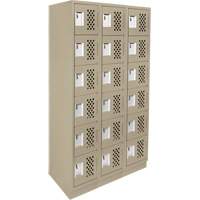 Assembled Lockerettes Clean Line Perforated Economy Lockers, 6 -tier, Bank of 3, 18" x 72" x 12", Steel Meunier Outillage Industriel