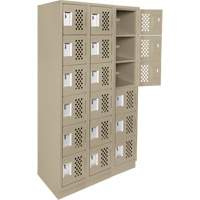 Assembled Lockerettes Clean Line Perforated Economy Lockers, 6 -tier, Bank of 3, 18" x 72" x 12", Steel Meunier Outillage Industriel