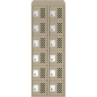 Assembled Lockerettes Clean Line Perforated Economy Lockers, 6 -tier, Bank of 2, 18" x 72" x 12", Steel Meunier Outillage Industriel