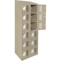 Assembled Lockerettes Clean Line Perforated Economy Lockers, 6 -tier, Bank of 2, 18" x 72" x 12", Steel Meunier Outillage Industriel