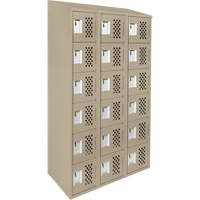 Assembled Lockerettes Clean Line Perforated Economy Lockers, 6 -tier, Bank of 3, 18" x 72" x 12", Steel Meunier Outillage Industriel