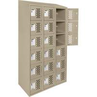 Assembled Lockerettes Clean Line Perforated Economy Lockers, 6 -tier, Bank of 3, 18" x 72" x 12", Steel Meunier Outillage Industriel