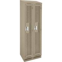 Clean Line Lockers, Bank of 2, 24" x 18" x 82", Steel, Beige, Rivet (Assembled), Perforated Meunier Outillage Industriel