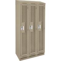 Clean Line Lockers, Bank of 3, 36" x 18" x 82", Steel, Beige, Rivet (Assembled), Perforated Meunier Outillage Industriel