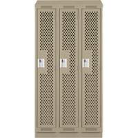 Clean Line Lockers, Bank of 3, 36" x 18" x 82", Steel, Beige, Rivet (Assembled), Perforated Meunier Outillage Industriel