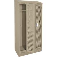 Clean Line Lockers, Bank of 3, 36" x 18" x 82", Steel, Beige, Rivet (Assembled), Perforated Meunier Outillage Industriel