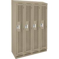 Clean Line Lockers, Bank of 4, 48" x 18" x 82", Steel, Beige, Rivet (Assembled), Perforated Meunier Outillage Industriel