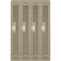 Clean Line Lockers, Bank of 4, 48" x 18" x 82", Steel, Beige, Rivet (Assembled), Perforated Meunier Outillage Industriel