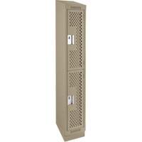 Clean Line Lockers, 2 -tier, 12" x 15" x 82", Steel, Beige, Rivet (Assembled), Perforated Meunier Outillage Industriel