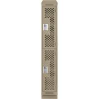 Clean Line Lockers, 2 -tier, 12" x 15" x 82", Steel, Beige, Rivet (Assembled), Perforated Meunier Outillage Industriel