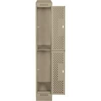 Clean Line Lockers, 2 -tier, 12" x 15" x 82", Steel, Beige, Rivet (Assembled), Perforated Meunier Outillage Industriel
