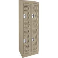 Clean Line Lockers, 2 -tier, Bank of 2, 24" x 15" x 82", Steel, Beige, Rivet (Assembled), Perforated Meunier Outillage Industriel