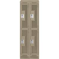 Clean Line Lockers, 2 -tier, Bank of 2, 24" x 15" x 82", Steel, Beige, Rivet (Assembled), Perforated Meunier Outillage Industriel