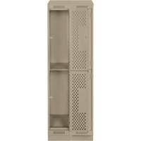 Clean Line Lockers, 2 -tier, Bank of 2, 24" x 15" x 82", Steel, Beige, Rivet (Assembled), Perforated Meunier Outillage Industriel