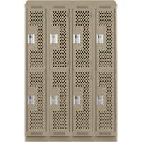 Clean Line Lockers, 2 -tier, Bank of 4, 48" x 12" x 82", Steel, Beige, Rivet (Assembled), Perforated Meunier Outillage Industriel