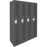 Clean Line Lockers, Bank of 4, 48" x 15" x 72", Steel, Charcoal, Rivet (Assembled), Perforated Meunier Outillage Industriel