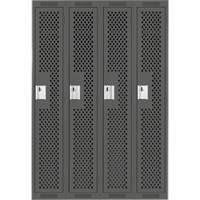 Clean Line Lockers, Bank of 4, 48" x 15" x 72", Steel, Charcoal, Rivet (Assembled), Perforated Meunier Outillage Industriel