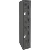Clean Line Lockers, 2 -tier, 12" x 15" x 72", Steel, Charcoal, Rivet (Assembled), Perforated Meunier Outillage Industriel