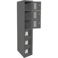 Clean-Line Perforated Lockerette, 6 -tier, 15" x 72" x 12", Steel Meunier Outillage Industriel