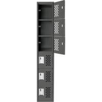 Clean-Line Perforated Lockerette, 6 -tier, 15" x 72" x 12", Steel Meunier Outillage Industriel