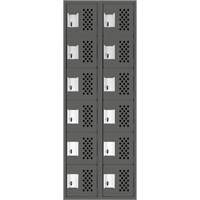 Assembled Lockerettes Clean Line Perforated Economy Lockers, 6 -tier, Bank of 2, 18" x 72" x 12", Steel Meunier Outillage Industriel