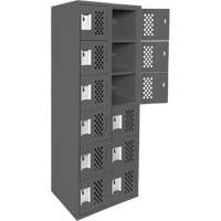 Assembled Lockerettes Clean Line Perforated Economy Lockers, 6 -tier, Bank of 2, 18" x 72" x 12", Steel Meunier Outillage Industriel