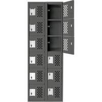 Assembled Lockerettes Clean Line Perforated Economy Lockers, 6 -tier, Bank of 2, 18" x 72" x 12", Steel Meunier Outillage Industriel