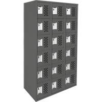 Clean-Line Perforated Lockerette, 6 -tier, Bank of 3, 12" x 72" x 12", Steel Meunier Outillage Industriel