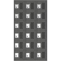 Clean-Line Perforated Lockerette, 6 -tier, Bank of 3, 12" x 72" x 12", Steel Meunier Outillage Industriel