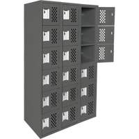 Clean-Line Perforated Lockerette, 6 -tier, Bank of 3, 12" x 72" x 12", Steel Meunier Outillage Industriel