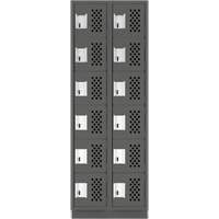 Assembled Lockerettes Clean Line Perforated Economy Lockers, 6 -tier, Bank of 2, 18" x 72" x 12", Steel Meunier Outillage Industriel