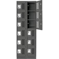 Assembled Lockerettes Clean Line Perforated Economy Lockers, 6 -tier, Bank of 2, 18" x 72" x 12", Steel Meunier Outillage Industriel