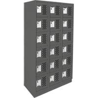 Assembled Lockerettes Clean Line Perforated Economy Lockers, 6 -tier, Bank of 3, 18" x 72" x 12", Steel Meunier Outillage Industriel