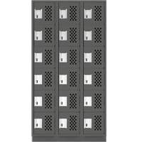 Assembled Lockerettes Clean Line Perforated Economy Lockers, 6 -tier, Bank of 3, 18" x 72" x 12", Steel Meunier Outillage Industriel