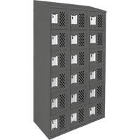 Assembled Lockerettes Clean Line Perforated Economy Lockers, 6 -tier, Bank of 3, 18" x 72" x 12", Steel Meunier Outillage Industriel