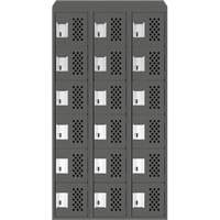 Assembled Lockerettes Clean Line Perforated Economy Lockers, 6 -tier, Bank of 3, 18" x 72" x 12", Steel Meunier Outillage Industriel