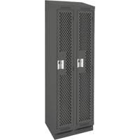 Clean Line Lockers, Bank of 2, 24" x 18" x 82", Steel, Charcoal, Rivet (Assembled), Perforated Meunier Outillage Industriel