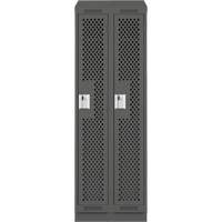 Clean Line Lockers, Bank of 2, 24" x 18" x 82", Steel, Charcoal, Rivet (Assembled), Perforated Meunier Outillage Industriel