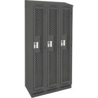 Clean Line Lockers, Bank of 3, 36" x 18" x 82", Steel, Charcoal, Rivet (Assembled), Perforated Meunier Outillage Industriel