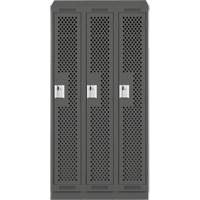 Clean Line Lockers, Bank of 3, 36" x 18" x 82", Steel, Charcoal, Rivet (Assembled), Perforated Meunier Outillage Industriel
