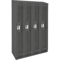 Clean Line Lockers, Bank of 4, 48" x 18" x 82", Steel, Charcoal, Rivet (Assembled), Perforated Meunier Outillage Industriel