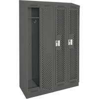 Clean Line Lockers, Bank of 4, 48" x 18" x 82", Steel, Charcoal, Rivet (Assembled), Perforated Meunier Outillage Industriel