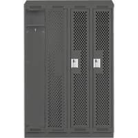 Clean Line Lockers, Bank of 4, 48" x 18" x 82", Steel, Charcoal, Rivet (Assembled), Perforated Meunier Outillage Industriel