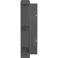 Clean Line Lockers, 2 -tier, 12" x 15" x 82", Steel, Charcoal, Rivet (Assembled), Perforated Meunier Outillage Industriel
