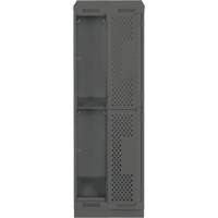 Clean Line Lockers, 2 -tier, Bank of 2, 24" x 15" x 82", Steel, Charcoal, Rivet (Assembled), Perforated Meunier Outillage Industriel