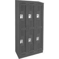Casiers Clean Line, 2 niveaux, Bloc de 3, 36" x 15" x 82", Acier, Charbon, Rivet (assembl&eacute;), Perfor&eacute; Meunier Outillage Industriel