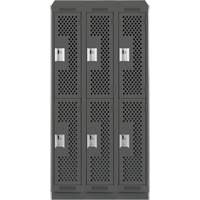 Casiers Clean Line, 2 niveaux, Bloc de 3, 36" x 15" x 82", Acier, Charbon, Rivet (assembl&eacute;), Perfor&eacute; Meunier Outillage Industriel