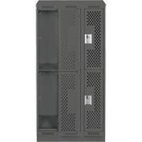 Casiers Clean Line, 2 niveaux, Bloc de 3, 36" x 15" x 82", Acier, Charbon, Rivet (assembl&eacute;), Perfor&eacute; Meunier Outillage Industriel