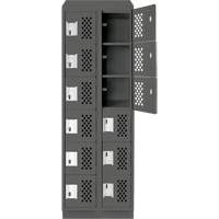 Assembled Lockerettes Clean Line Perforated Economy Lockers, 6 -tier, Bank of 2, 18" x 72" x 12", Steel Meunier Outillage Industriel